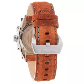 Timberland vyrų laikrodis TBL1331JS-02C 45mm nerūdijančio plieno kvarcinis analoginis juodas ciferblatas rudo odos dirželis