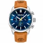 Timberland vyriškas laikrodis TDWGF0028702M (53 mm) – nerūdijančio plieno korpusas, rudos odos dirželis, juodas ciferblatas