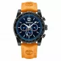 Timberland vyriškas laikrodis TDWGF2230406M 46mm nerūdijantis plienas mėlynas ciferblatas ruda odinė juosta