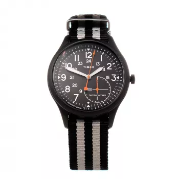 TIMEX Expedition North Field Post vyriškas mechaninis rankinis laikrodis 41 mm nerūdijančio plieno korpusas, juodas ciferblatas, ruda odinis dirželis TW2V10600LG