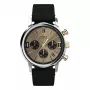 Timex Men's Expedition Scout TW2W60300A analoginis kvarcinis laikrodis - 43mm, juodas ciferblatas, rudas odinis dirželis, INDIGLO naktinis apšvietimas