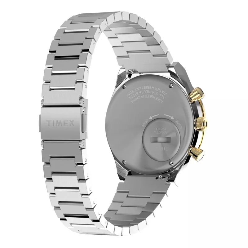 Timex vyriškas TW2W64200 kvarcinis laikrodis su rudu odiniu dirželiu ir juodu ciferblatu, 40 mm