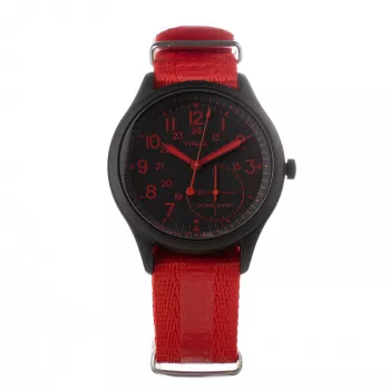 TIMEX vyrų laikrodis TW2V10900LG 41mm žalias odinis dirželis juodas ciferblatas