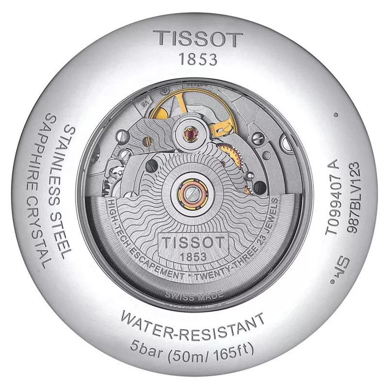 TISSOT T-Classic Chemin des Tourelles vyrų automatinis laikrodis 42mm sidabrinis ciferblatas nerūdijančio plieno apyrankė T099407110370