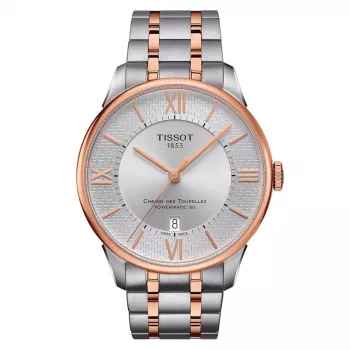 TISSOT T-Classic Chemin des Tourelles Vyriškas automatinis laikrodis 42mm nerūdijantis plienas su rožinio aukso PVD