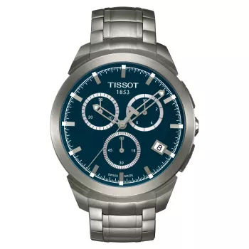 TISSOT T-Classic Couturier vyriškas šveicariškas kvarcinis chronografinis laikrodis 43 mm mėlynu ciferblatu iš nerūdijančio plieno
