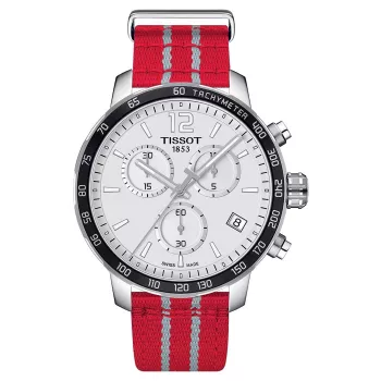 TISSOT T-Sport Chrono XL Classic vyriškas laikrodis 42mm sidabrinis ciferblatas mėlynas tekstilinis dirželis Šveicariškas kvarcinis chronografas T09541717037