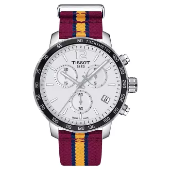 TISSOT T-Sport Quickster Chronograph vyriškas laikrodis 42mm juodas ciferblatas NATO dirželis T0954171707