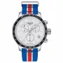 TISSOT T-Sport Quickster Vyriškas Chronografo Laikrodis 42mm Sidabrinis Ciferblatas Mėlyna ir Raudona Nailono Juosta T09541717371