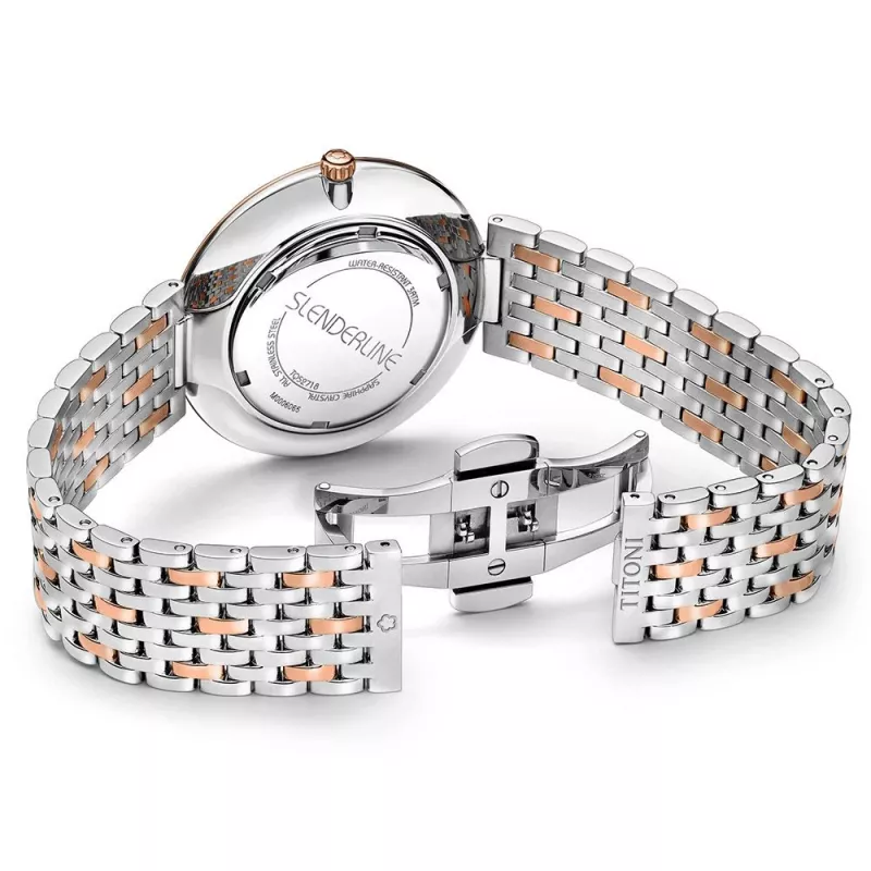 TITONI Airmaster Vyriškas Laikrodis TQ52718SRG606 37mm Šveicariškas Kvarcinis Sidabrinis Ciferblatas Ruda Odinė Apyrankė