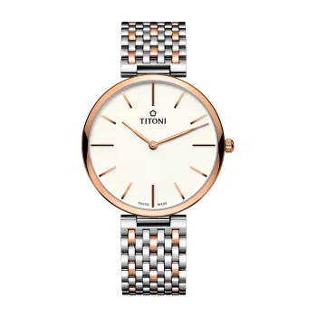 TITONI Airmaster Vyriškas Laikrodis TQ52718SRG606 37mm Šveicariškas Kvarcinis Sidabrinis Ciferblatas Ruda Odinė Apyrankė