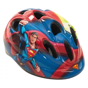 Toimsa Superman vaikiškas dviračio šalmas su reguliuojamu dydžiu, CE EN1078, 52-56 cm (mėlynas/raudonas)