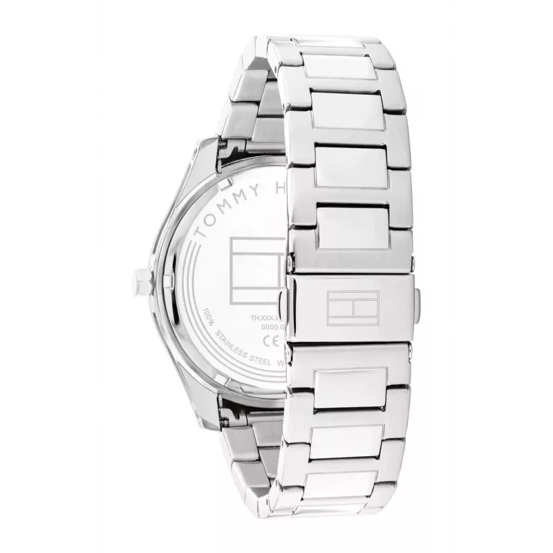 Tommy Hilfiger Men's 1710541 Analog Quartz Watch 44mm Stainless Steel Case Brown Leather Strap Blue Dial