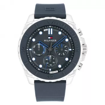 Tommy Hilfiger vyriškas analoginis kvarcinis laikrodis 1710687, 48 mm, nerūdijantis plienas, mėlynas ciferblatas