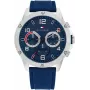 Tommy Hilfiger vyriškas analoginis kvarcinis laikrodis 1792027, 44 mm mėlynas ciferblatas, sidabrinis nerūdijantis plienas