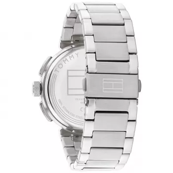 Tommy Hilfiger vyriškas 1792117 kvarcinis analoginis laikrodis 44mm nerūdijantis plienas mėlynas ciferblatas sidabrinis dirželis