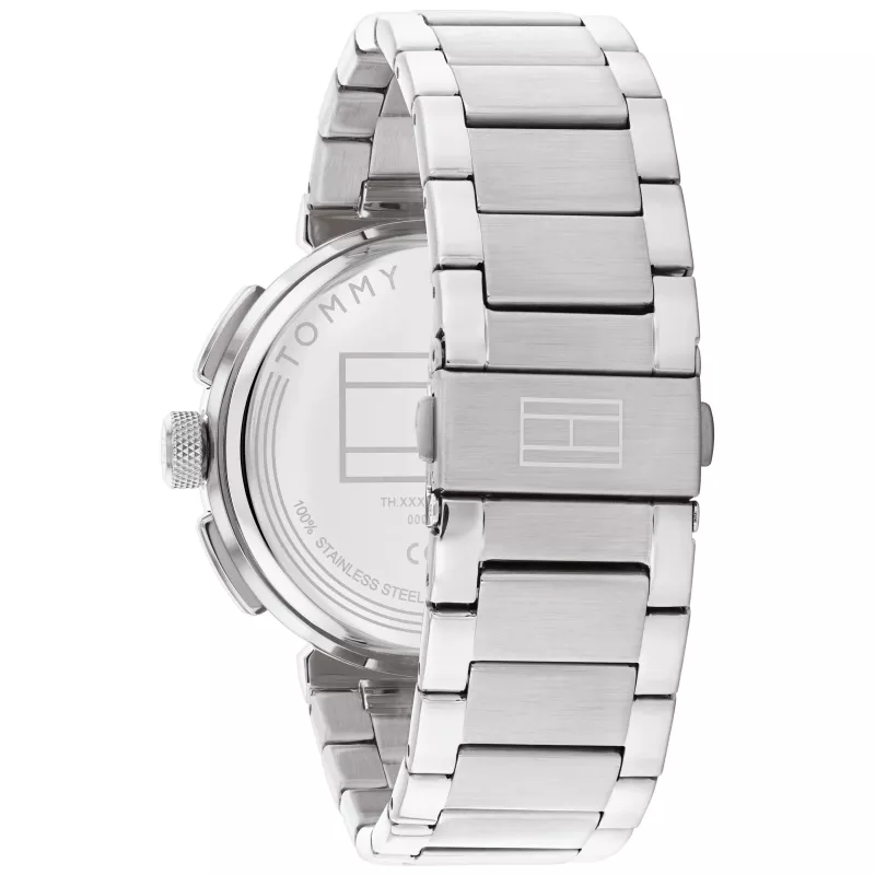 Tommy Hilfiger vyriškas 1792117 kvarcinis analoginis laikrodis 44mm nerūdijantis plienas mėlynas ciferblatas sidabrinis dirželis