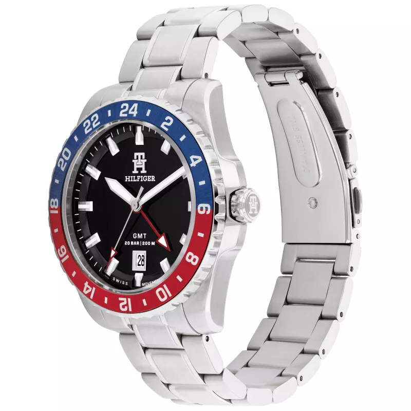 Tommy Hilfiger vyriškas 1792131 analoginis kvarcinis laikrodis 42mm mėlynas ciferblatas ruda oda