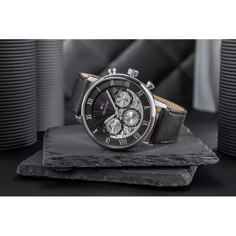 Tommy Hilfiger Vyriškas Damon kvarcinis nerūdijančio plieno laikrodis 40mm mėlynu ciferblatu 1710565