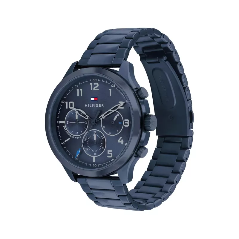 Vyriškas Tommy Hilfiger Damon kvarcinis laikrodis 1791853 44mm mėlynas silikonas