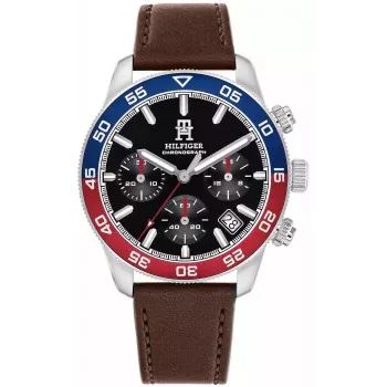 Tommy Hilfiger Vyriškas Damon Laikrodis 1792166 40mm Mėlynas Ciferblatas Ruda Oda