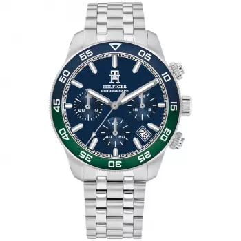 Tommy Hilfiger Vyriškas Damon kvarcinis laikrodis 1792185 41mm mėlynas ciferblatas nerūdijantis plienas