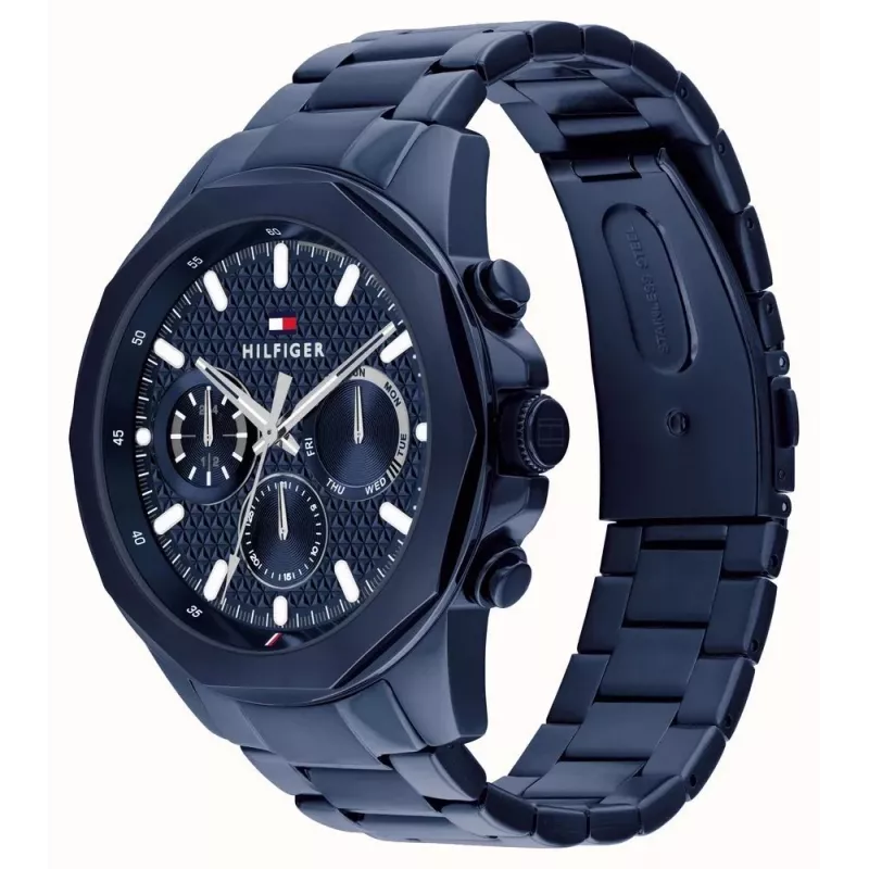 Tommy Hilfiger Vyriškas Decker Kvarcinis Laikrodis 1710652 46mm Mėlynas Ciferblatas Nerūdijantis Plienas