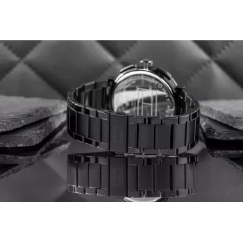 Tommy Hilfiger vyriškas laikrodis Decker Quartz 44mm nerūdijantis plienas mėlynas ciferblatas ruda oda