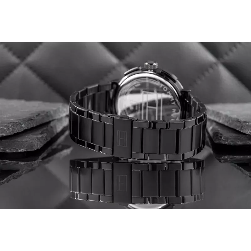 Tommy Hilfiger vyriškas laikrodis Decker Quartz 44mm nerūdijantis plienas mėlynas ciferblatas ruda oda