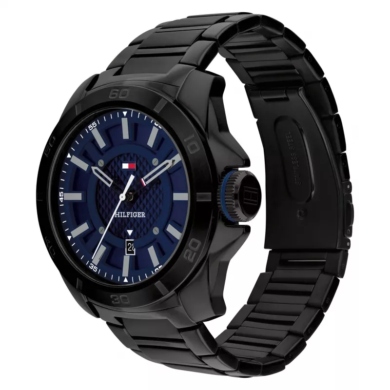 Tommy Hilfiger vyriškas kvarcinis analoginis laikrodis 1792139 49mm mėlynas silikonas