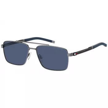 Tommy Hilfiger vyriški akiniai nuo saulės TH-2078-S-R80 - juodas rėmelis, pilki lęšiai 58/16/145 mm