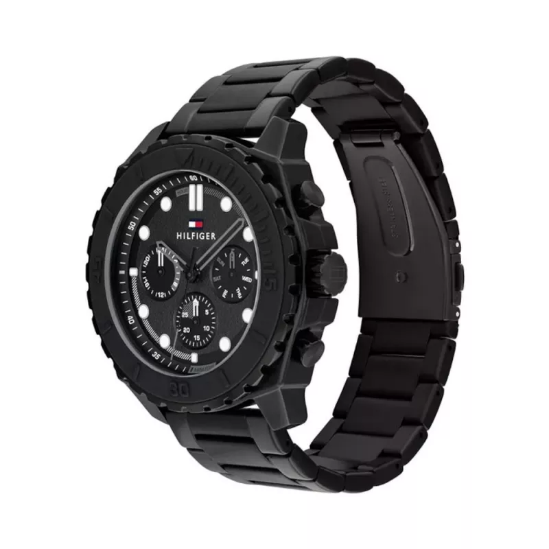 TOMMY HILFIGER Vyriškas laikrodis 1710690 49mm Mėlynas Silikonas Nerūdijantis Plienas Kvarcinis
