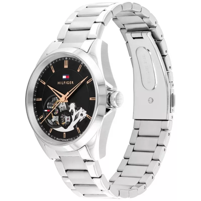 Tommy Hilfiger vyriškas laikrodis 1710718 39mm mėlynas ciferblatas ruda odinė juosta