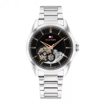 Tommy Hilfiger vyriškas laikrodis 1710718 39mm mėlynas ciferblatas ruda odinė juosta