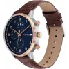 Vyriškas laikrodis Tommy Hilfiger 1791987 44mm nerūdijančio plieno korpusas, rudo odos dirželis, mėlynas ciferblatas