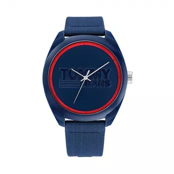 Tommy Hilfiger vyriškas laikrodis 1792041 45 mm mėlynu ciferblatu, rudo odos dirželiu