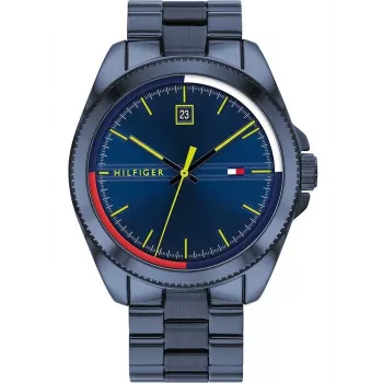 Vyriškas laikrodis Tommy Hilfiger TH1791689 44mm mėlynas ciferblatas ruda odinė juosta