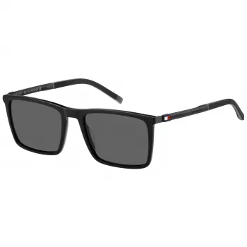 TOMMY HILFIGER TH-2077-S-807 Vyriški akiniai nuo saulės, juodas rėmelis, pilki lęšiai, 55/19/145 mm