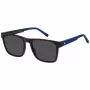 TOMMY HILFIGER TH-2144-S-D51 Vyriški stačiakampiai akiniai nuo saulės - Juodas acetatinis rėmas, pilki polikarbonatiniai lęšiai 55/19/145 mm