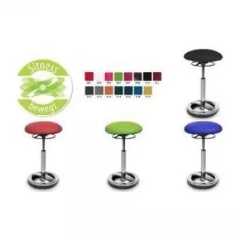 Topstar Sitness High Bob ergonomiška kėdė, juoda poliesterio sėdynė, laipsniškas aukščio reguliavimas 580-830 mm, poliruoto aliuminio žiedinis pagrindas, 110 kg apkrova SU59 BR0