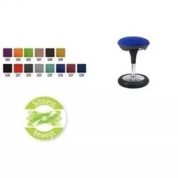 Topstar Sitness SI69 G20 ergonomiška stovima taburetė, reguliuojamo aukščio 43-56 cm, juoda poliolefino sėdynė, gumuotas apvalus pagrindas, GS sertifikuota
