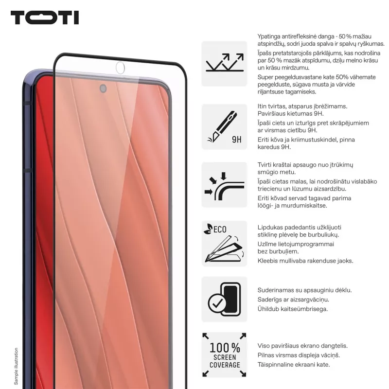 TOTI PREMIUM 3D grūdinto stiklo ekrano apsauga su pilna danga, skirta Samsung Galaxy S25 Ultra