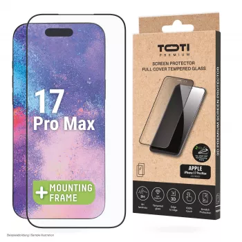 TOTI PREMIUM Premium grūdinto stiklo ekrano apsauga 3D pilnas dangtelis, skirta Apple iPhone 17 Pro Max