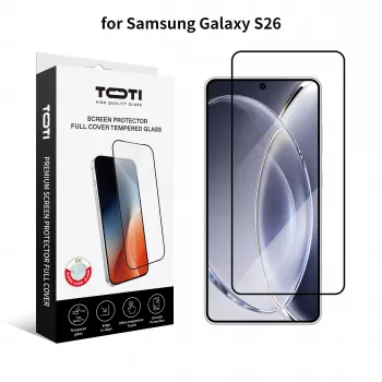 TOTI PREMIUM Grūdinto stiklo 2.5D ekrano apsauga, pilnas dengimas, skirta Samsung Galaxy S26