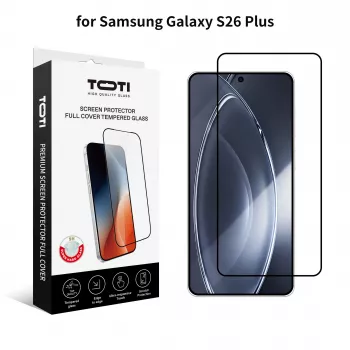 TOTI PREMIUM Grūdintas stiklas 2.5D ekrano apsauga pilna danga, skirta Samsung Galaxy S26 Plus