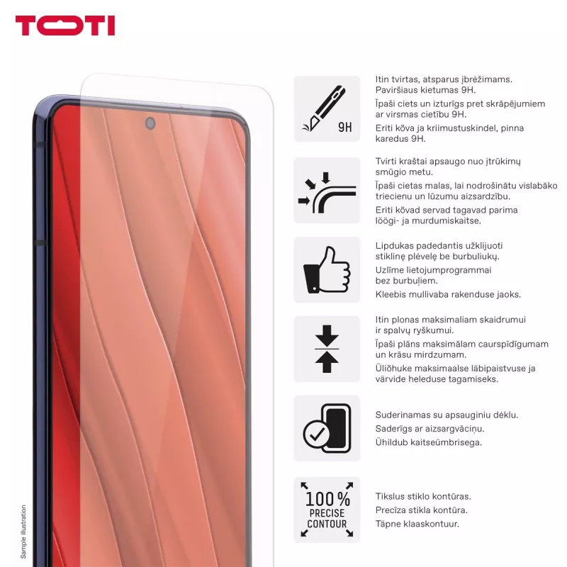 TOTI Grūdinto stiklo 2D ekrano apsauga, skirta Samsung Galaxy A37/A57/A36/A56/S24 FE/S25 FE