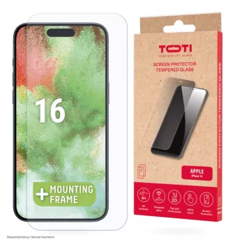 TOTI Grūdinto stiklo 2D ekrano apsauga „Full Cover“, skirta iPhone 16/15 Pro/15, permatoma