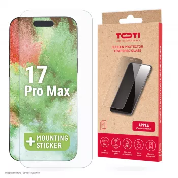 TOTI Grūdinto stiklo 2D ekrano apsauga pilnas dangtelis, skirta iPhone 17 Pro Max, permatoma