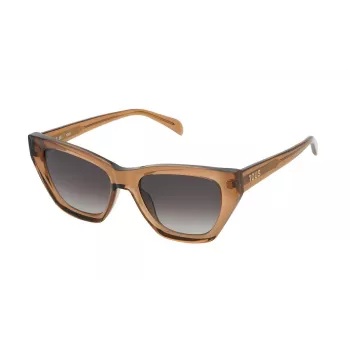 TOUS moteriški akiniai nuo saulės STOB85-530D67 Brown Havana Butterfly acetatinis rėmelis su rudais gradientiniais polikarbonato lęšiais 53/15/140 mm