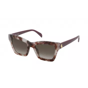 TOUS moteriški akiniai nuo saulės STOC17-520Z02 Havana acetatinis kvadratinis rėmelis, rudi gradientiniai lęšiai 52/20/140 mm